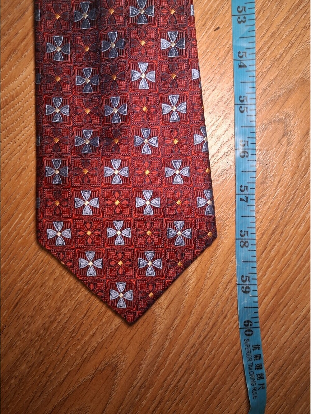Robert Talbott Best of Class Silk Tie Red Geometric Wide - Picture 7 of 8